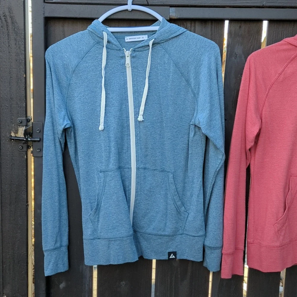 Pair of American Giant Lightweight Full Zip Hoodies - Picture 2 of 4
